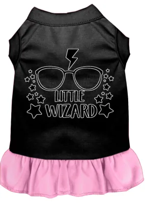 Little Wizard Screen Print Dog Dress Black With Light Pink Xl (16)