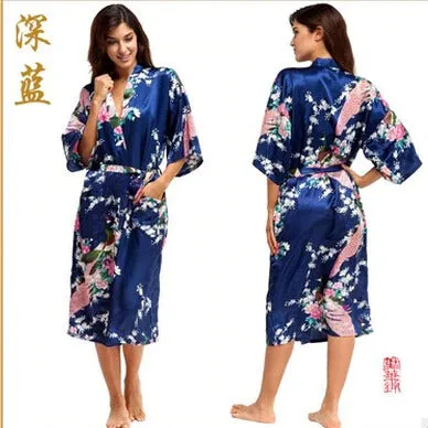 Long Robe For Women Satin Robe Casual Smoot Kimono