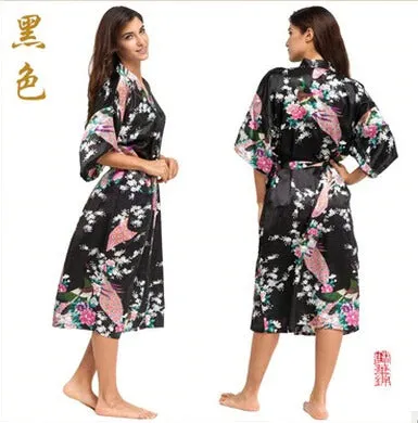 Long Robe For Women Satin Robe Casual Smoot Kimono