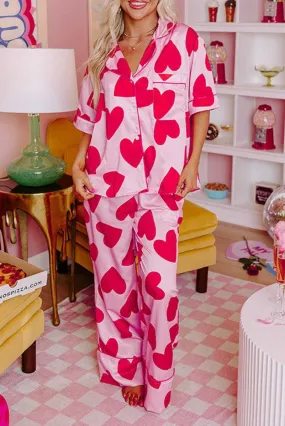 Love Hearts Valentines Pants Pajamas Set