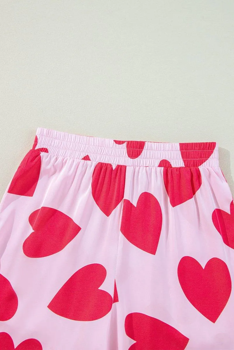 Love Hearts Valentines Pants Pajamas Set