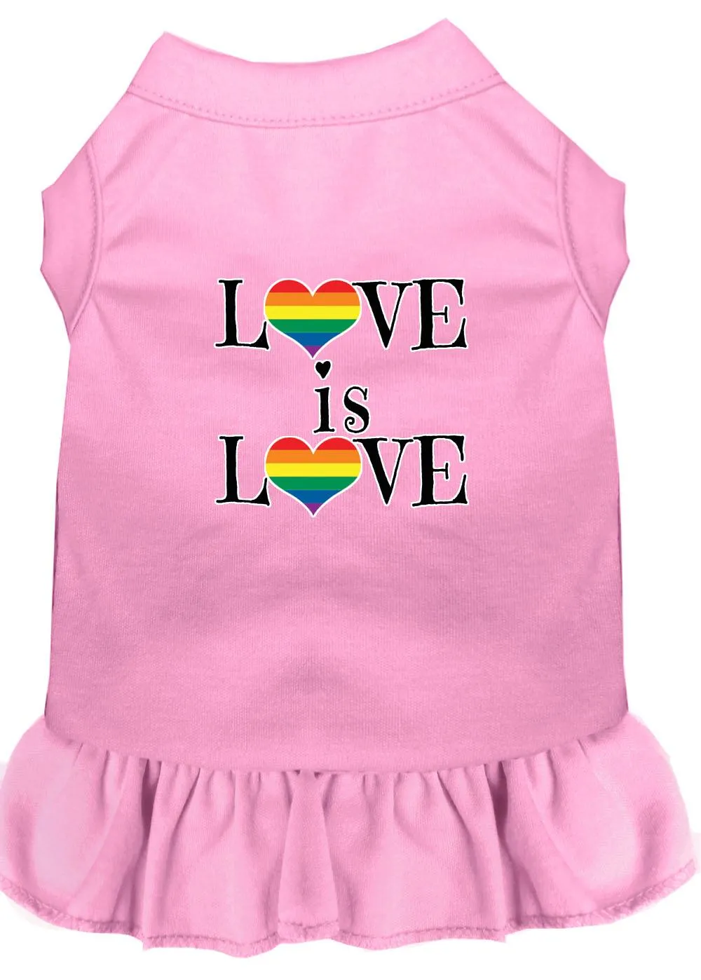 Love Is Love Screen Print Dog Dress Light Pink 4x