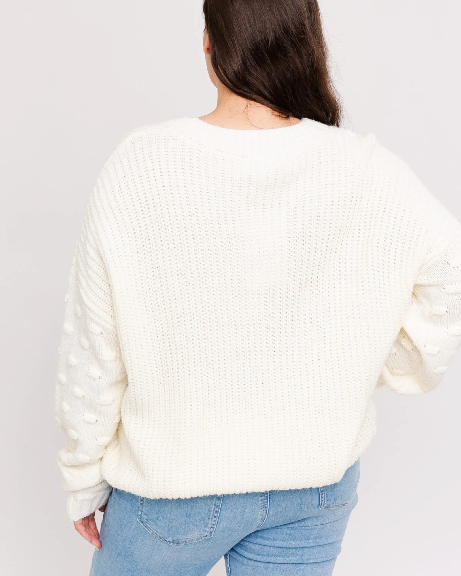 Marie Stitch Sleeve Sweater | Ivory