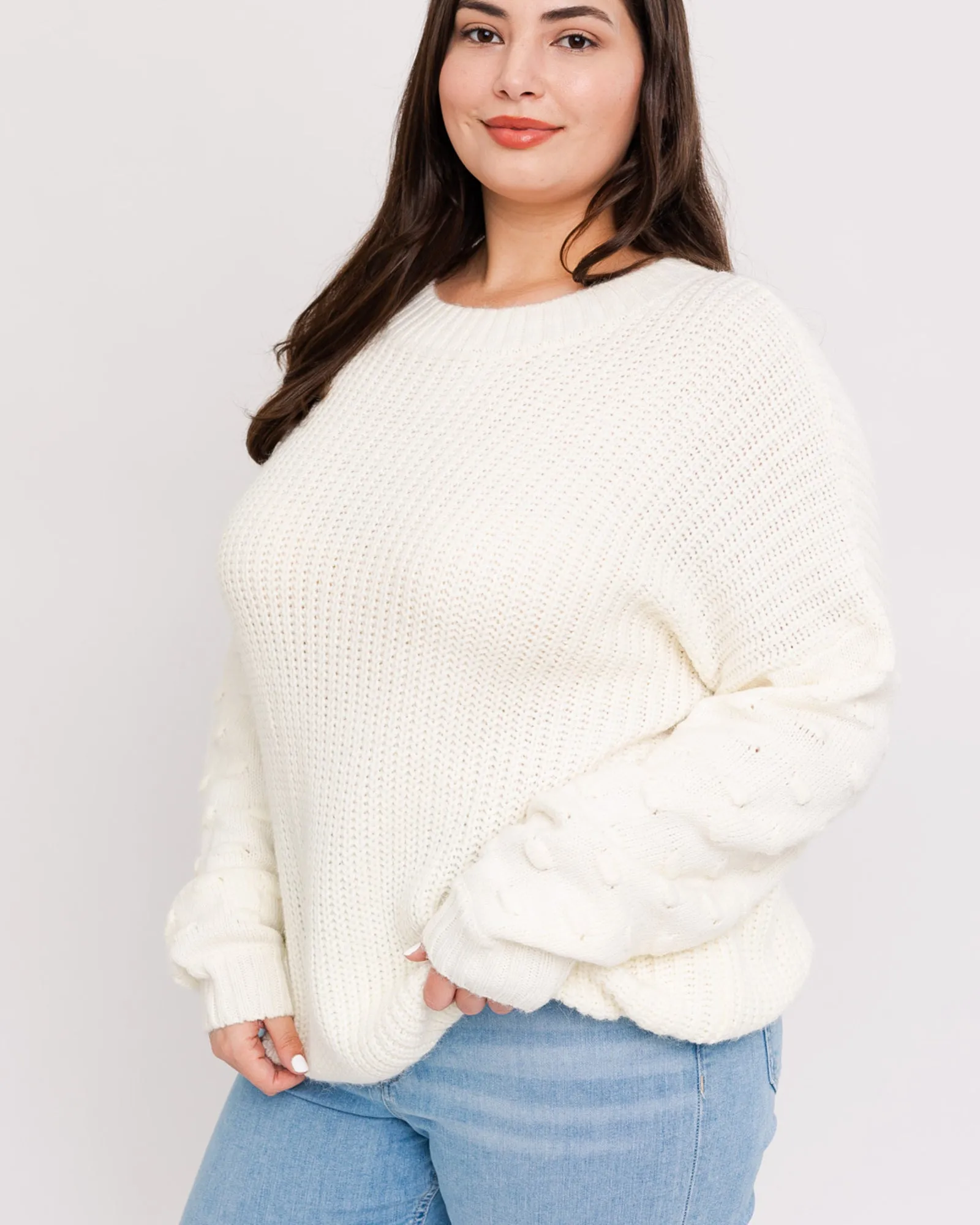 Marie Stitch Sleeve Sweater | Ivory