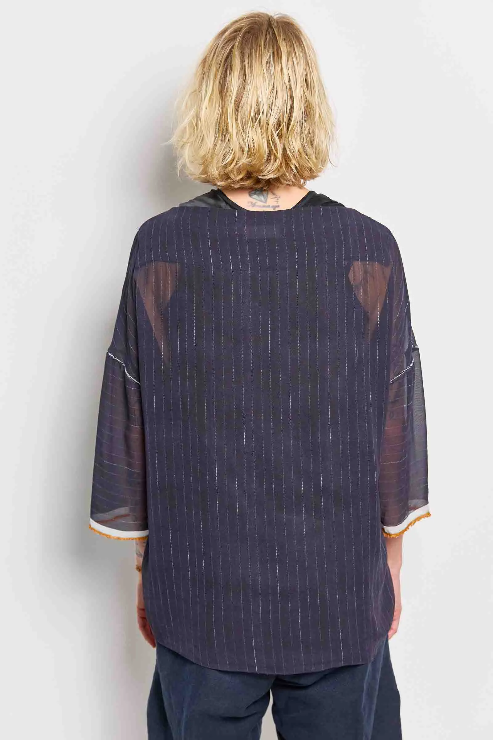 memoire silk georgette pinstripe top