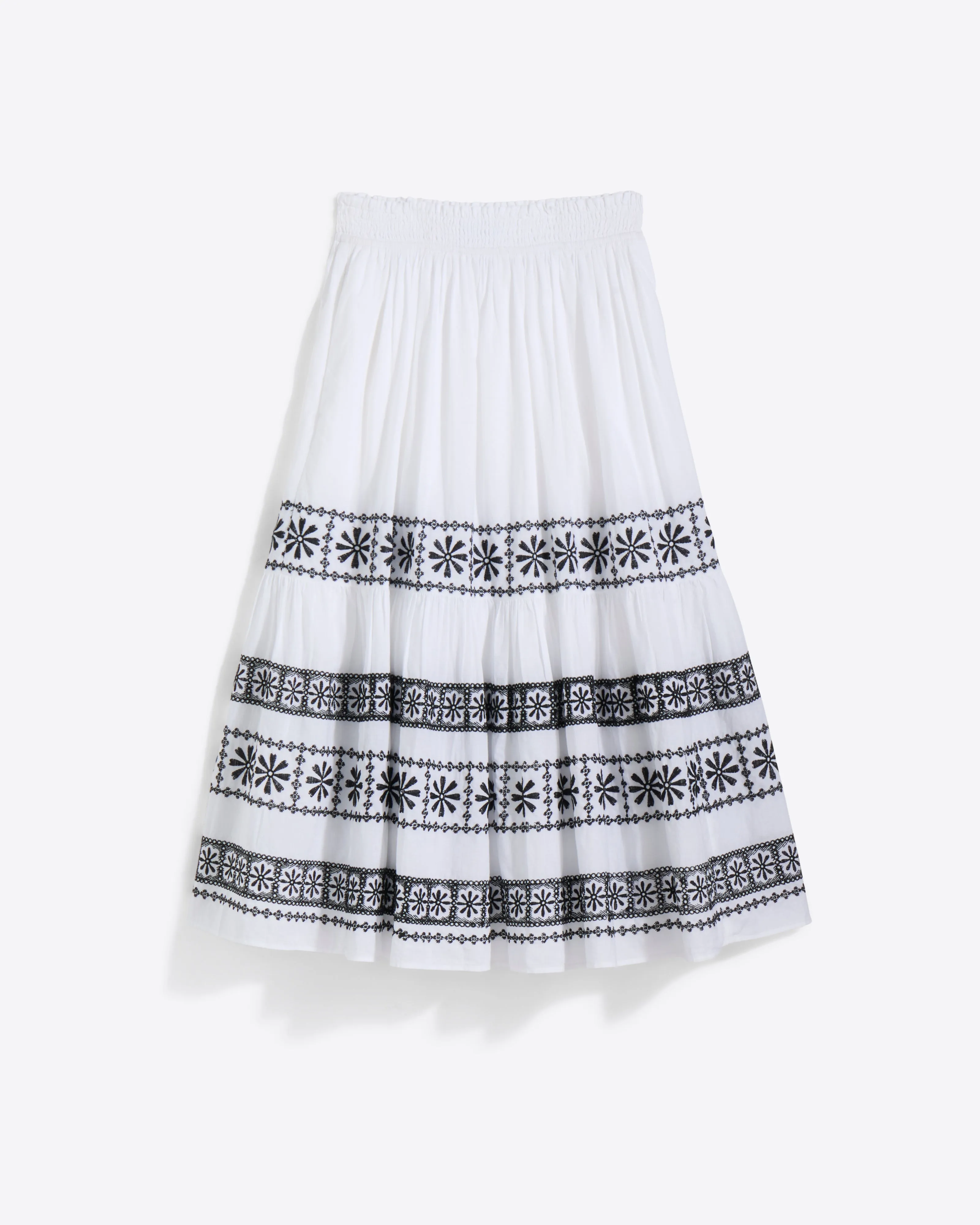 Midi Skirt in Embroidered Cotton