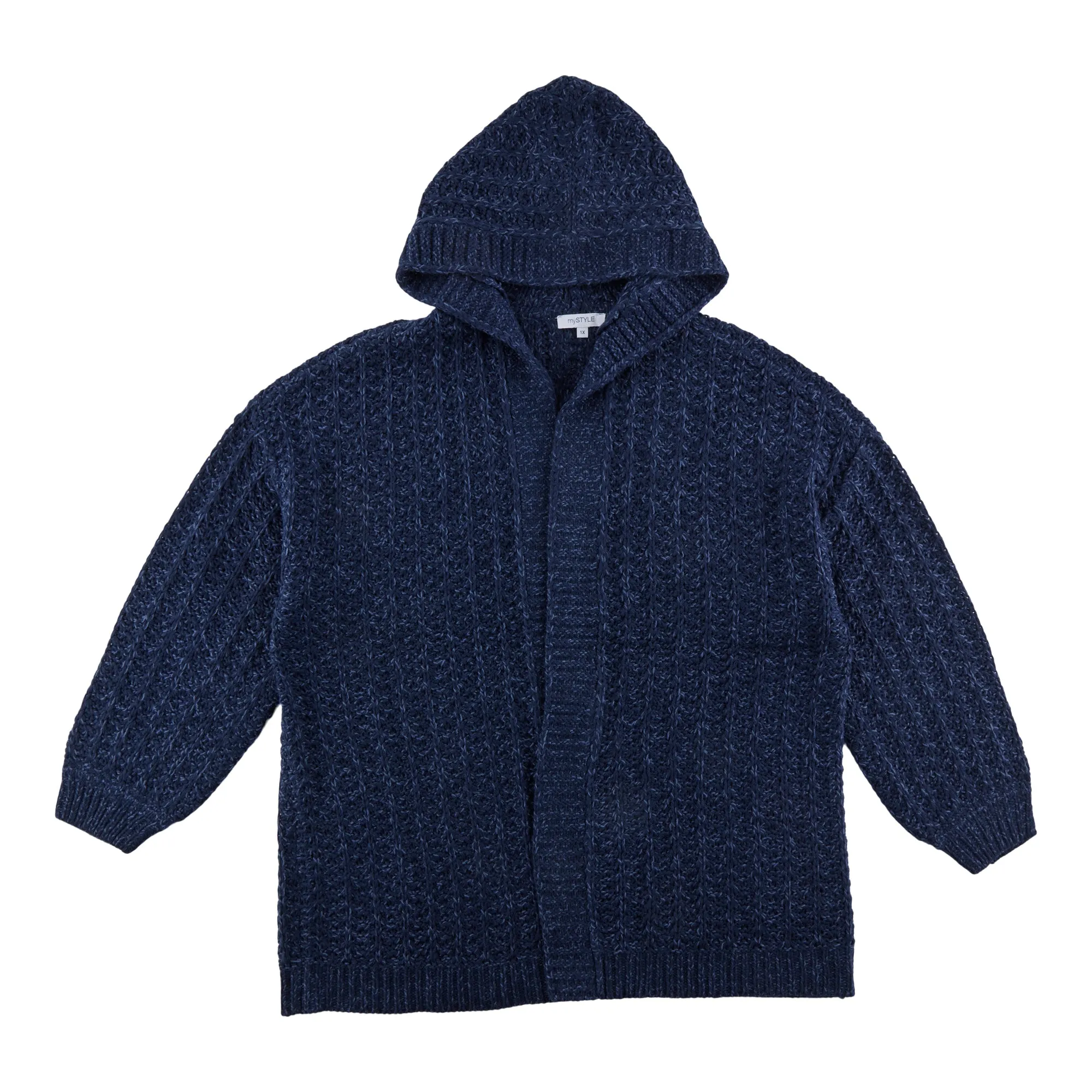 mySTYLE Women's Plus Hooded Cardigan