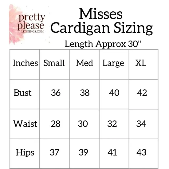 Open Front Relaxed Cardigans - Misses S-M-L (tunic length) rts