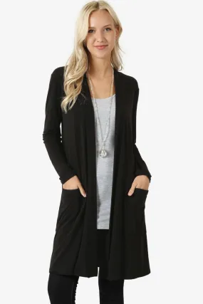 Open Front Relaxed Cardigans - Misses S-M-L (tunic length) rts