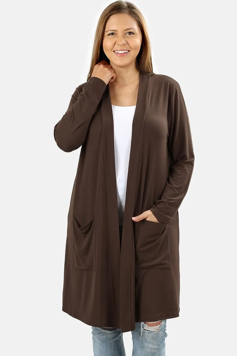 Open Front Relaxed Cardigans - Misses S-M-L (tunic length) rts