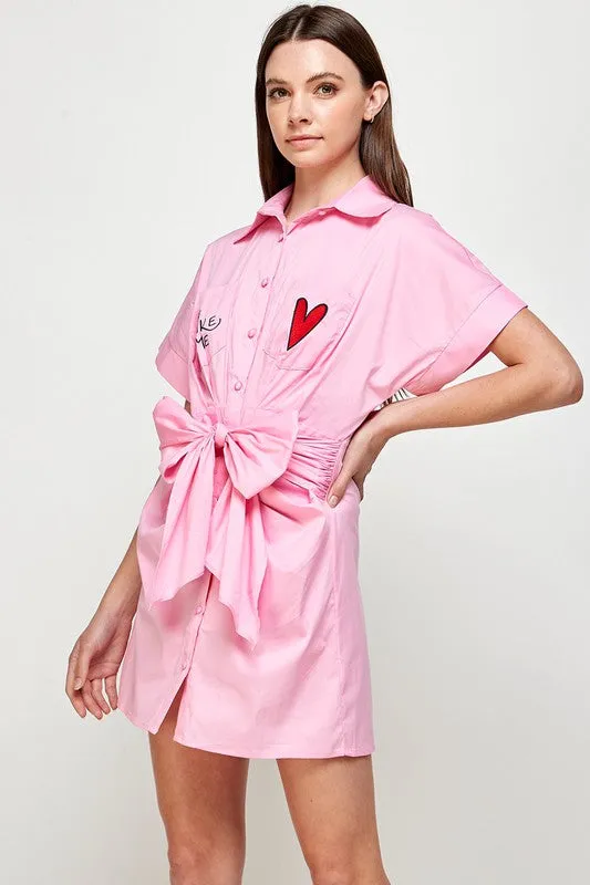 Pink Cropped Shirt Dress