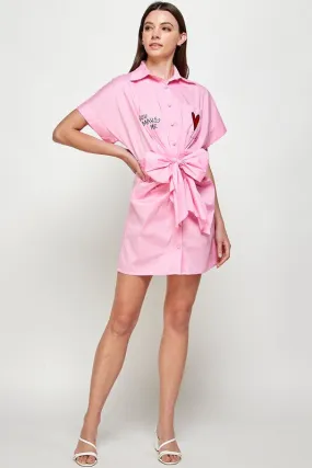 Pink Cropped Shirt Dress