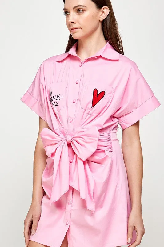 Pink Cropped Shirt Dress