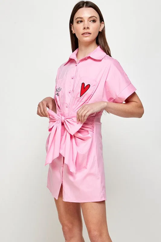 Pink Cropped Shirt Dress