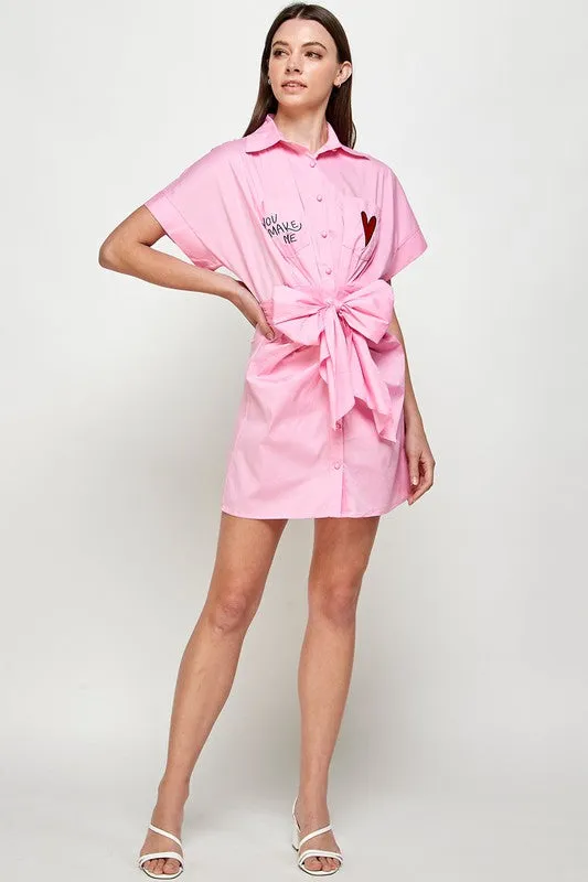 Pink Cropped Shirt Dress