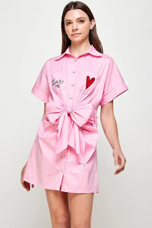 Pink Cropped Shirt Dress