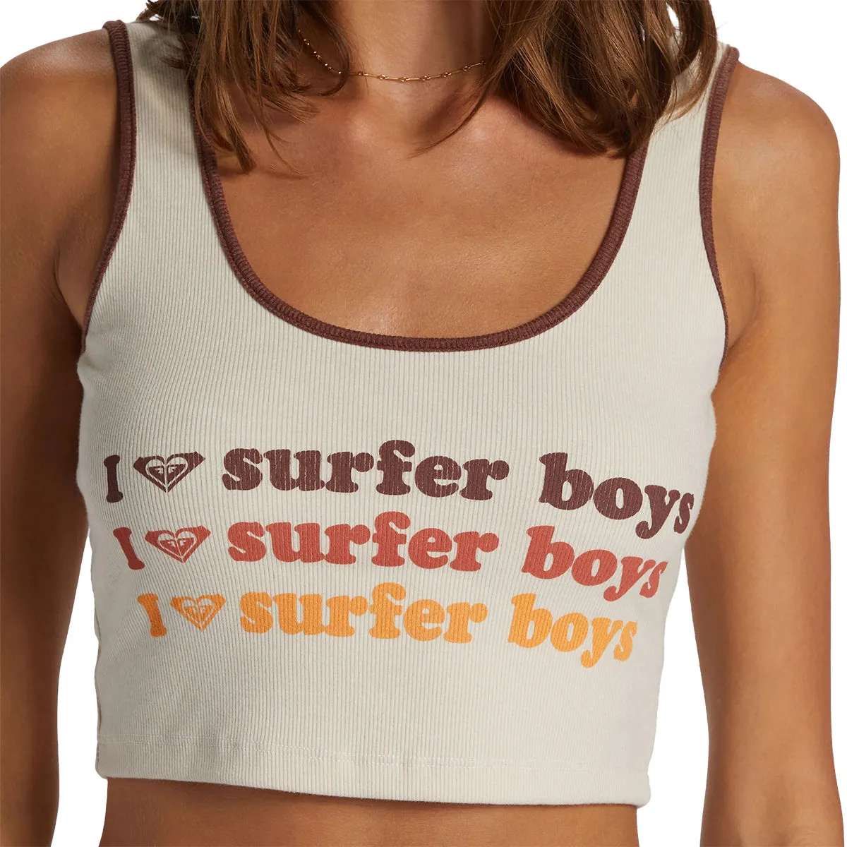 Roxy Women's I Heart Surfers Dive In Crop Tank Top