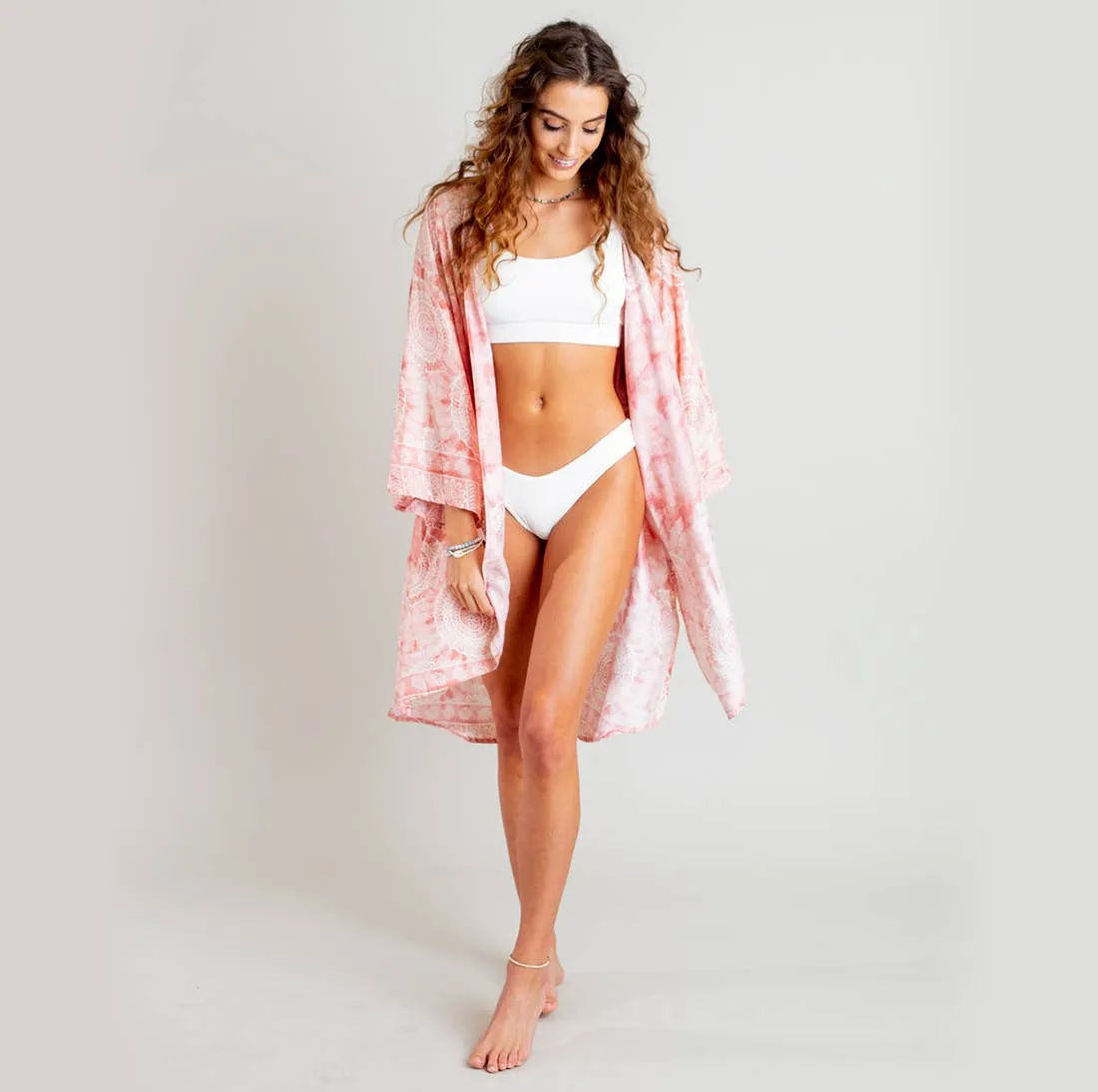 SALE Beach / Pool Cover Up Kimono - Coral