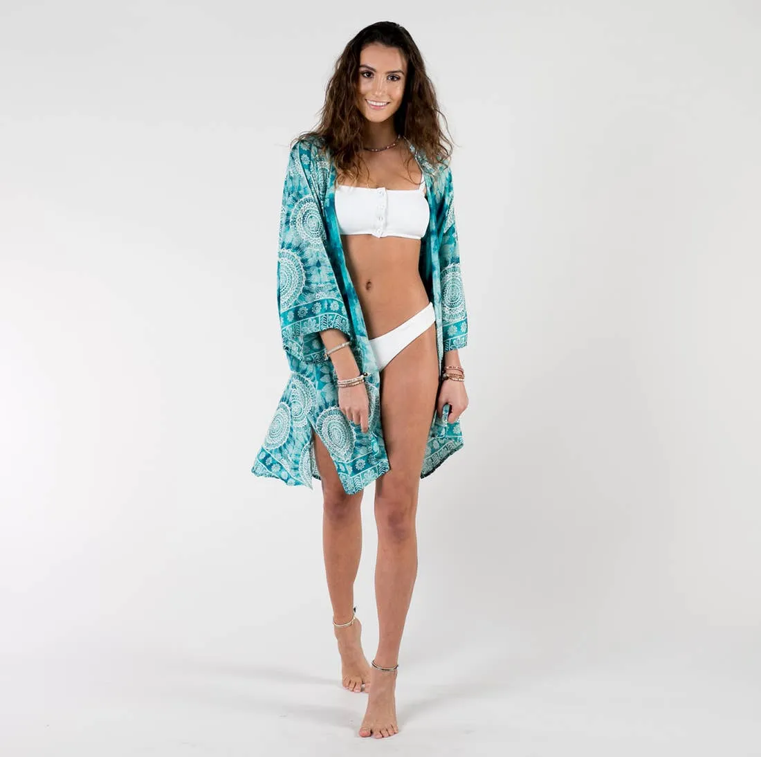 SALE Beach / Pool Cover Up Kimono - Turquoise