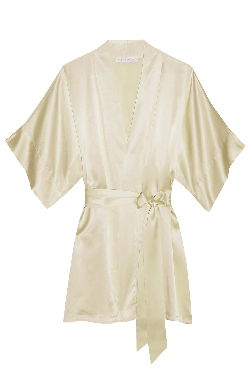 Samantha Silk getting ready bridal bridesmaids robe kimono in dark ivory - champagne