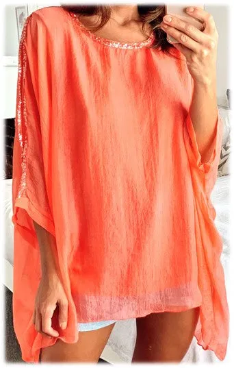 Sequin Floaty Chiffon Kaftan/Top