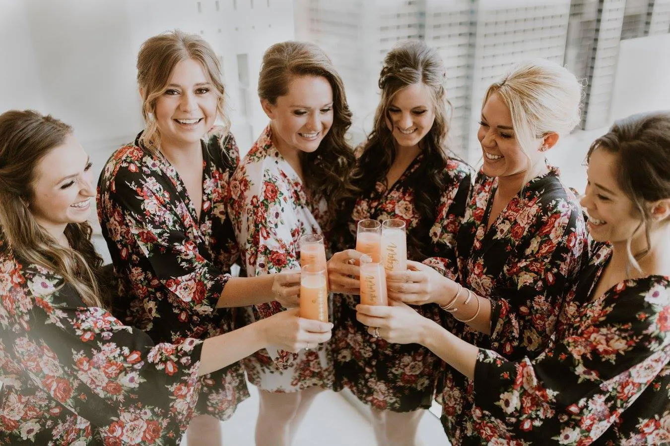 Set of 6  Bridesmaid Floral Robes, Unique Bridesmaids Gift Idea, Getting Ready Robes, Bridal Robe, Kimono Robes, Priority Ship from New York