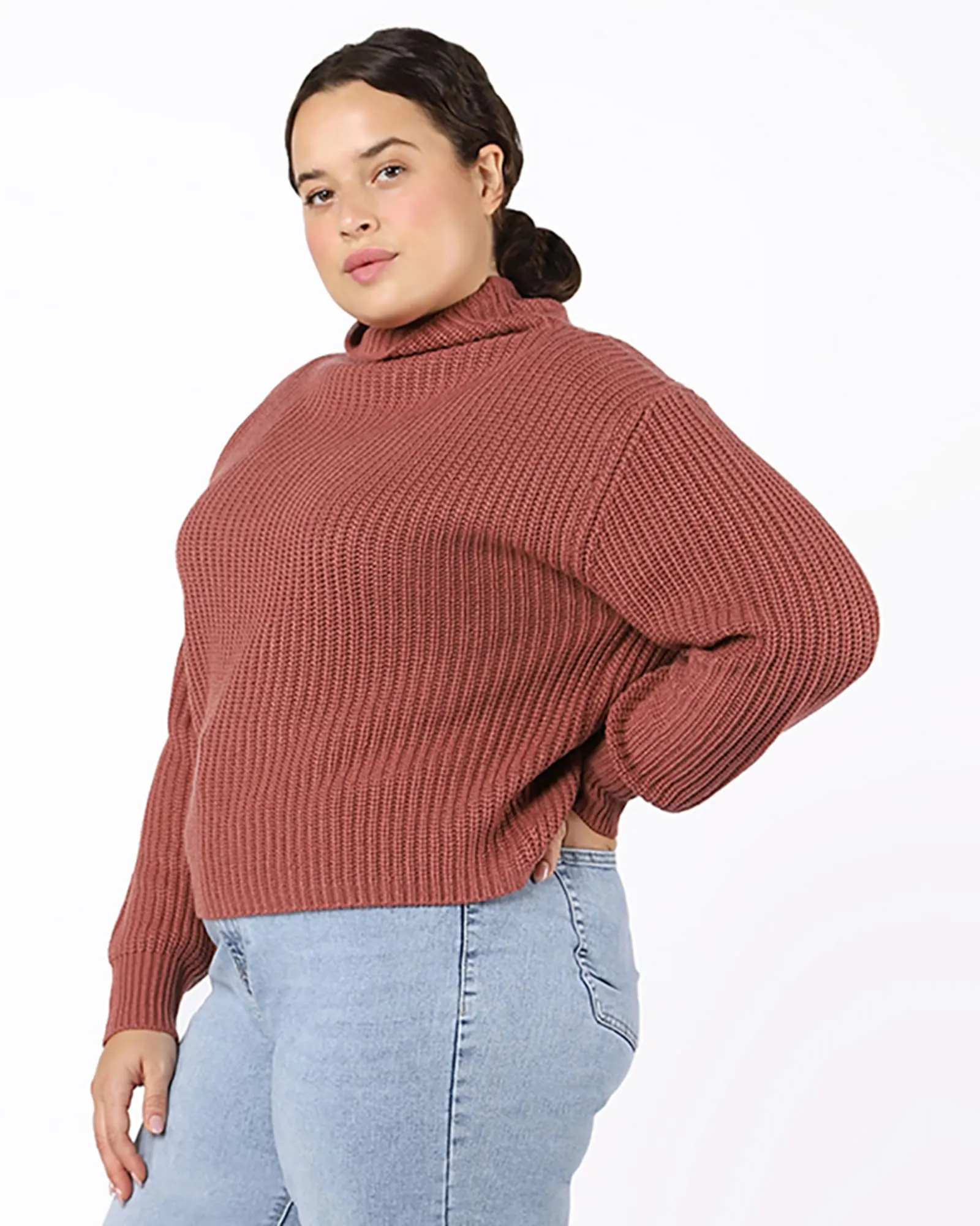 Shae Mock Neck Sweater | Mauve