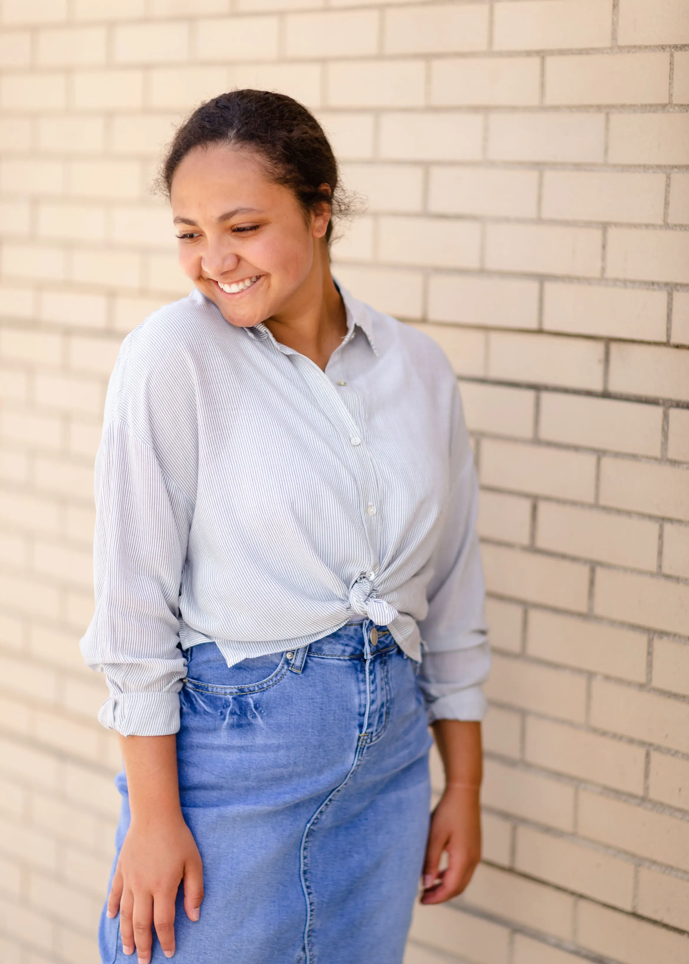 Striped Button Up Long Sleeve Top