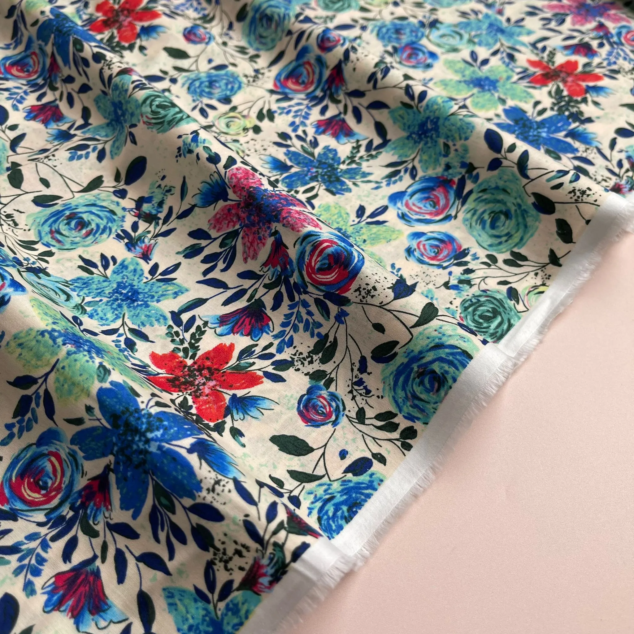 Vibrant Blooms Cotton Lawn Fabric