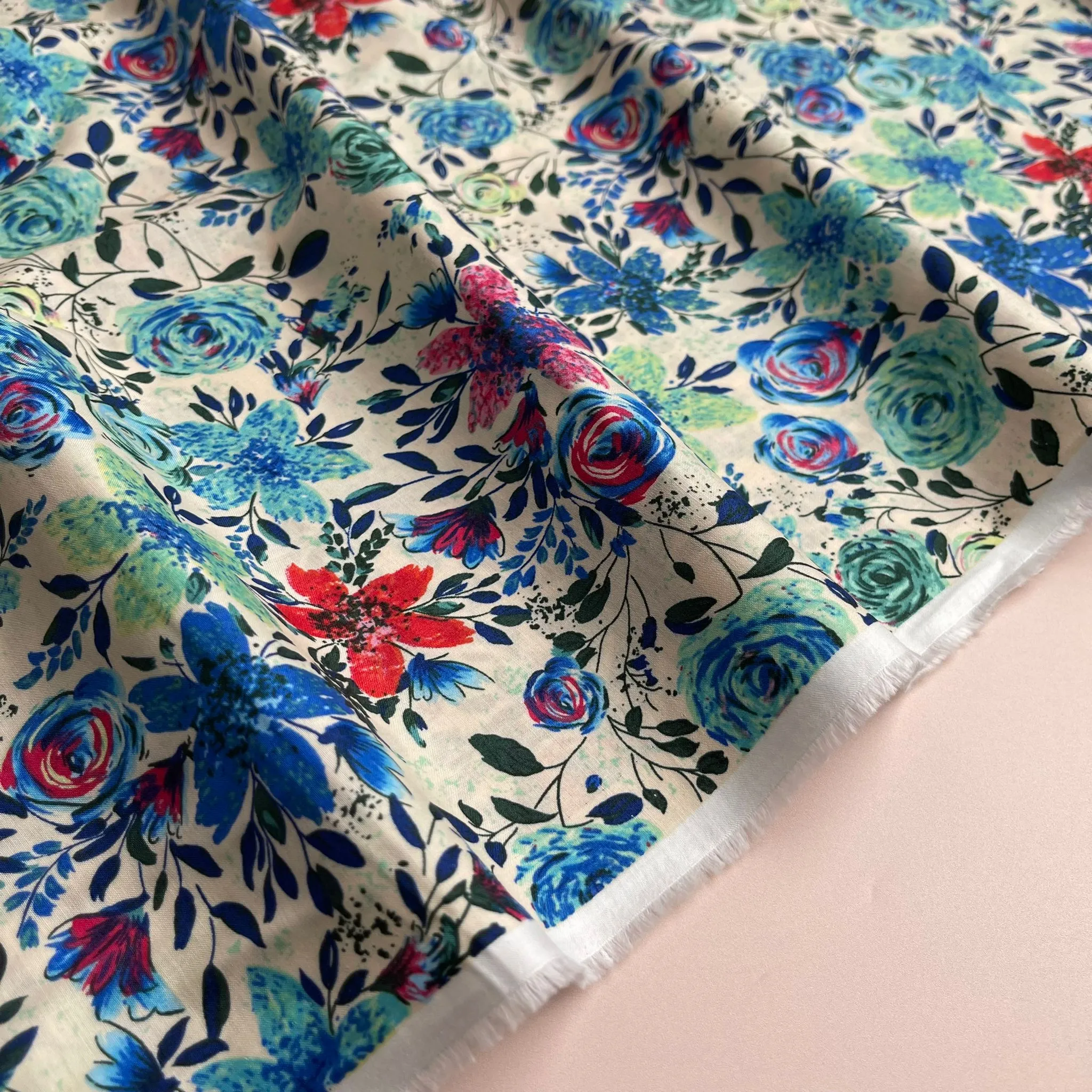 Vibrant Blooms Cotton Lawn Fabric