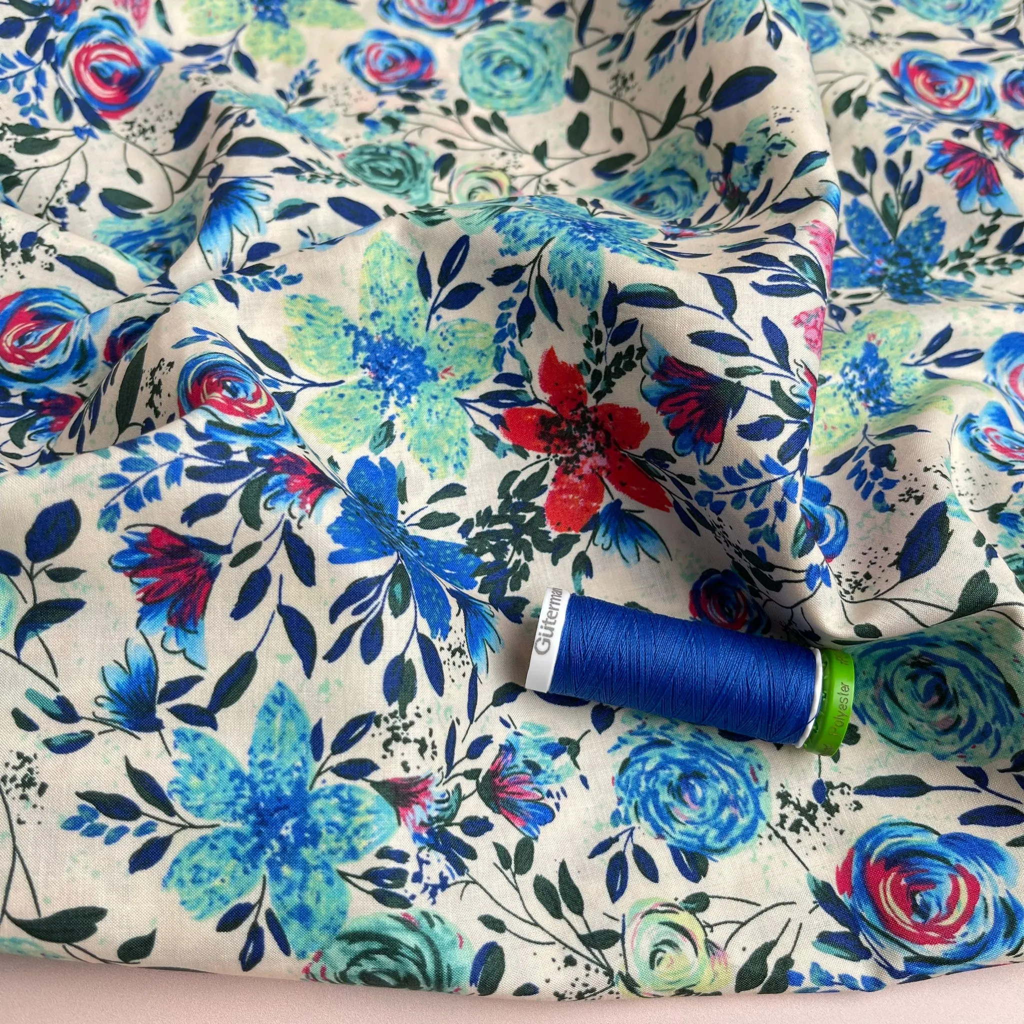 Vibrant Blooms Cotton Lawn Fabric