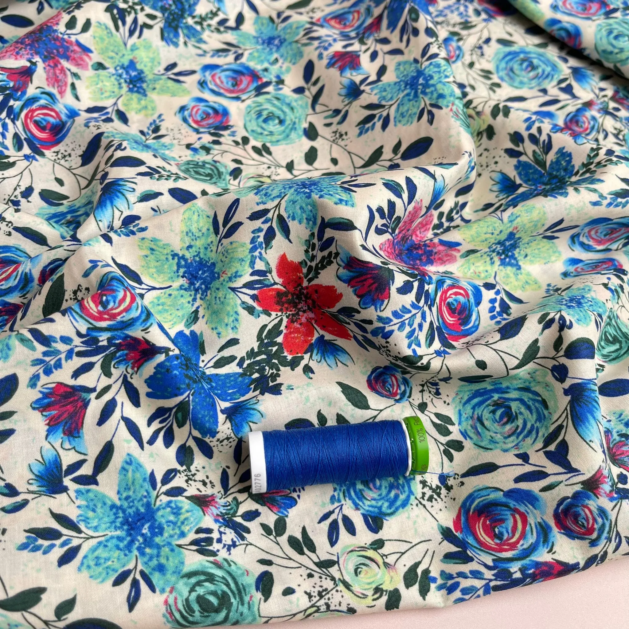 Vibrant Blooms Cotton Lawn Fabric