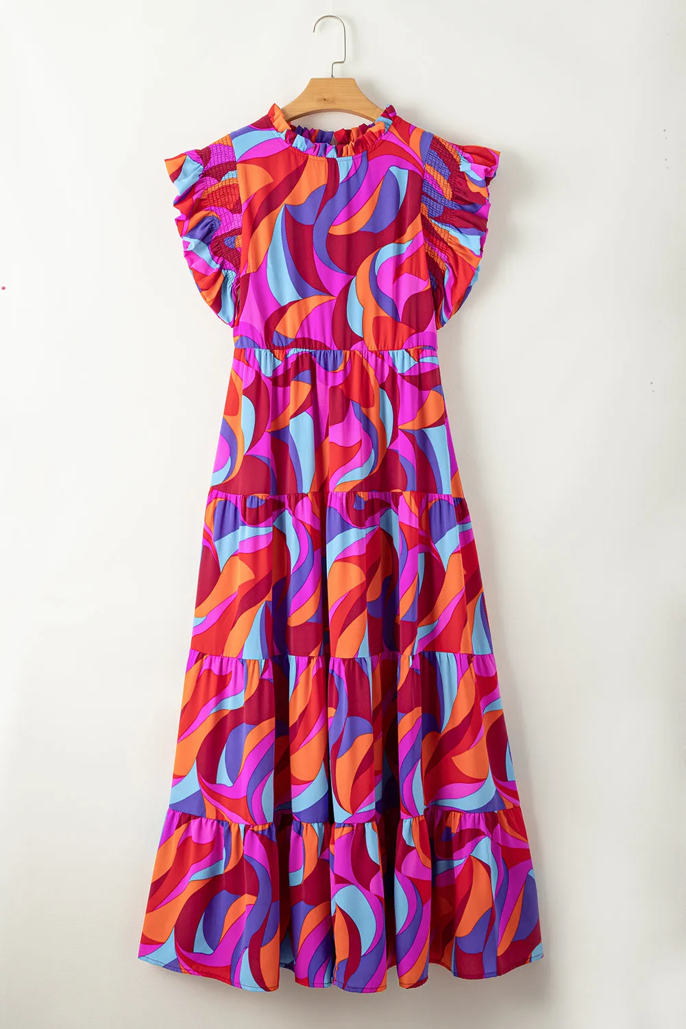 Vibrant Cresent Print Maxi Dress