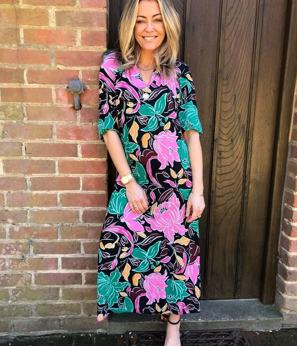 Vibrant Floral Midi Dress