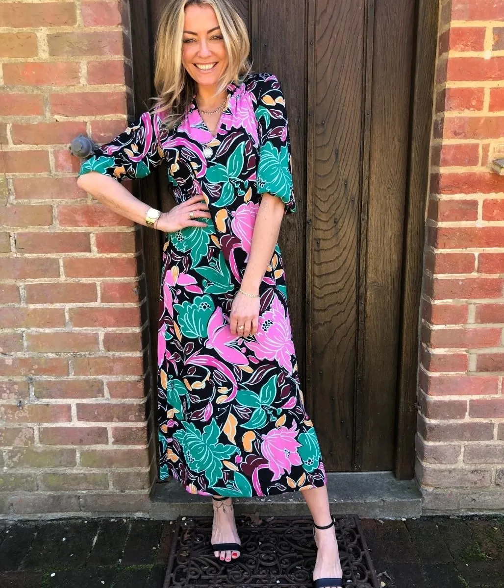 Vibrant Floral Midi Dress