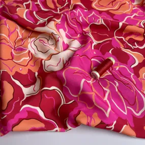 Vibrant Sunset Blooms Viscose Fabric