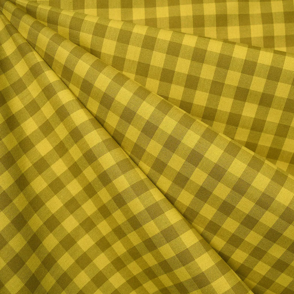 Vibrant Tonal Check Plaid Cotton Shirting Citron