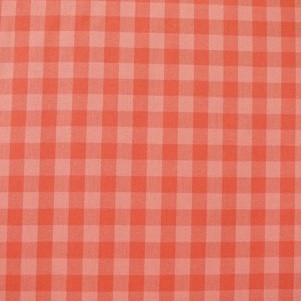 Vibrant Tonal Check Plaid Cotton Shirting Coral