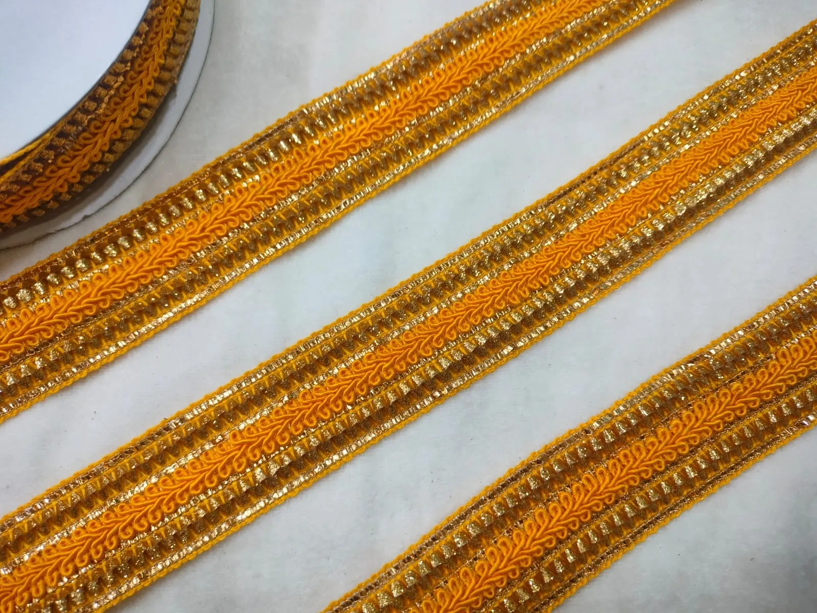 Vibrant Yellow Fancy Zari Trim