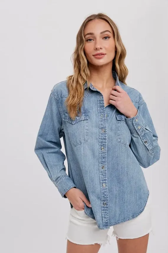 Western Denim Button Down Top