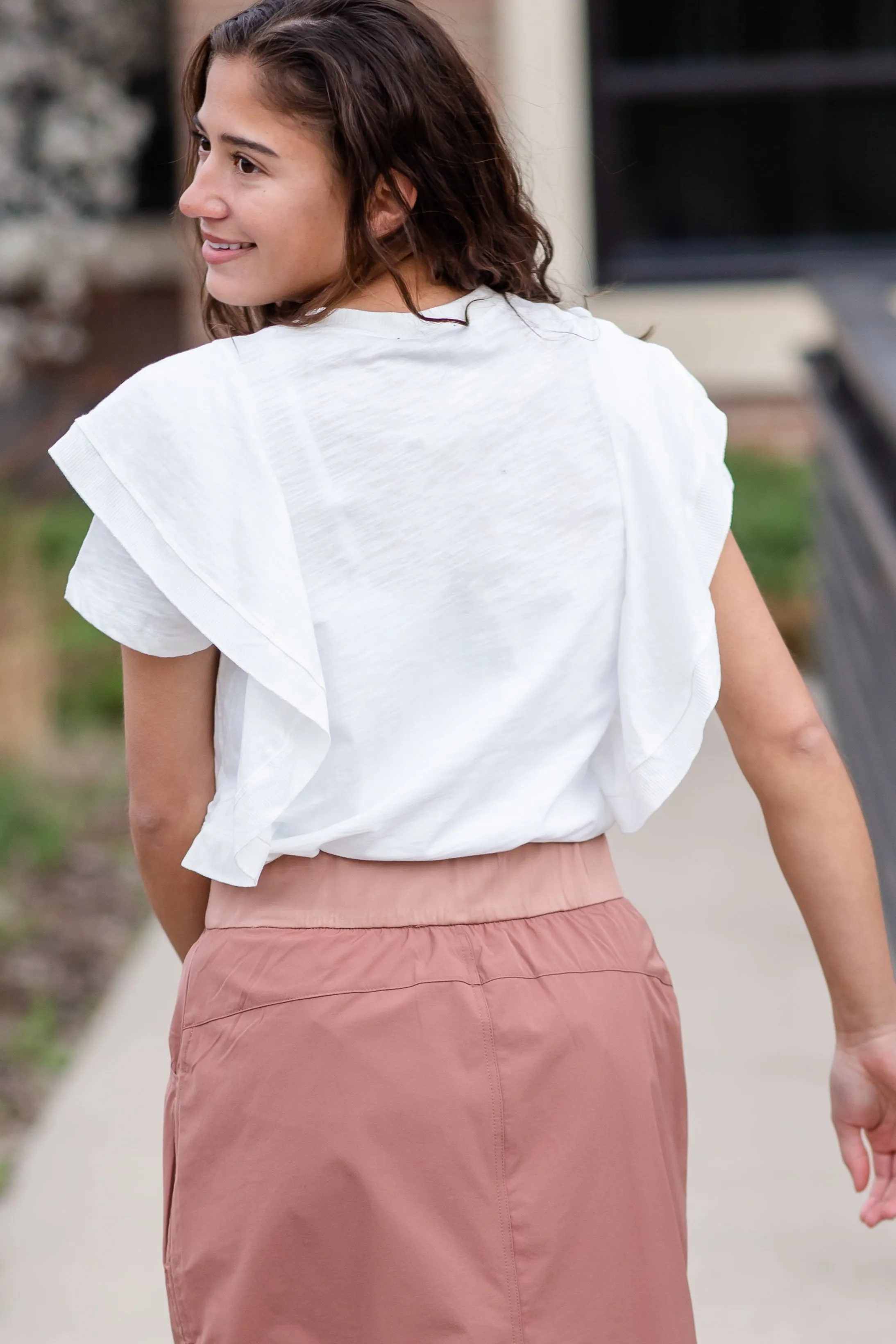 White Ribbed Ruffle Knit Top - FINAL SALE