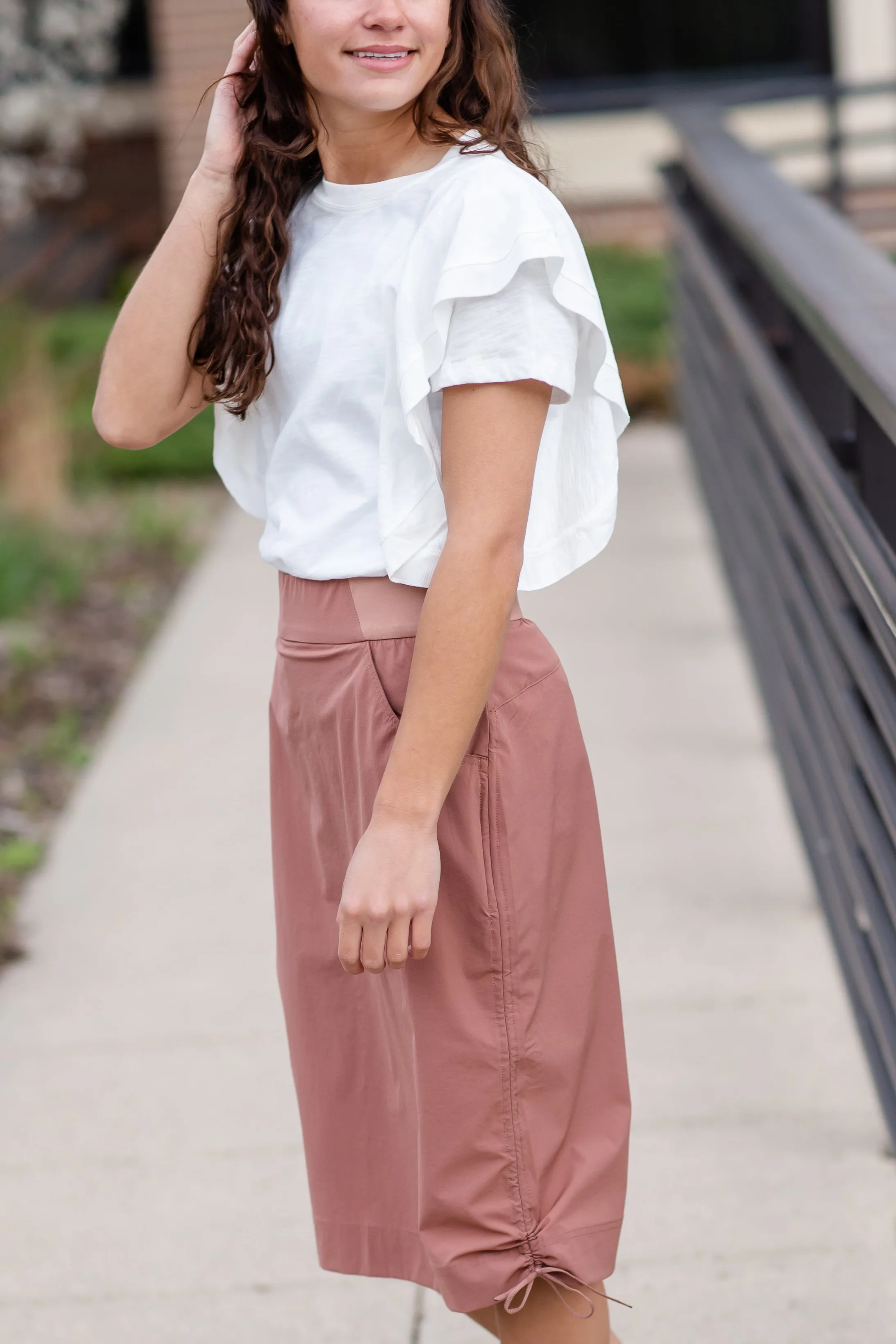 White Ribbed Ruffle Knit Top - FINAL SALE