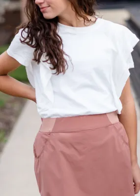 White Ribbed Ruffle Knit Top - FINAL SALE