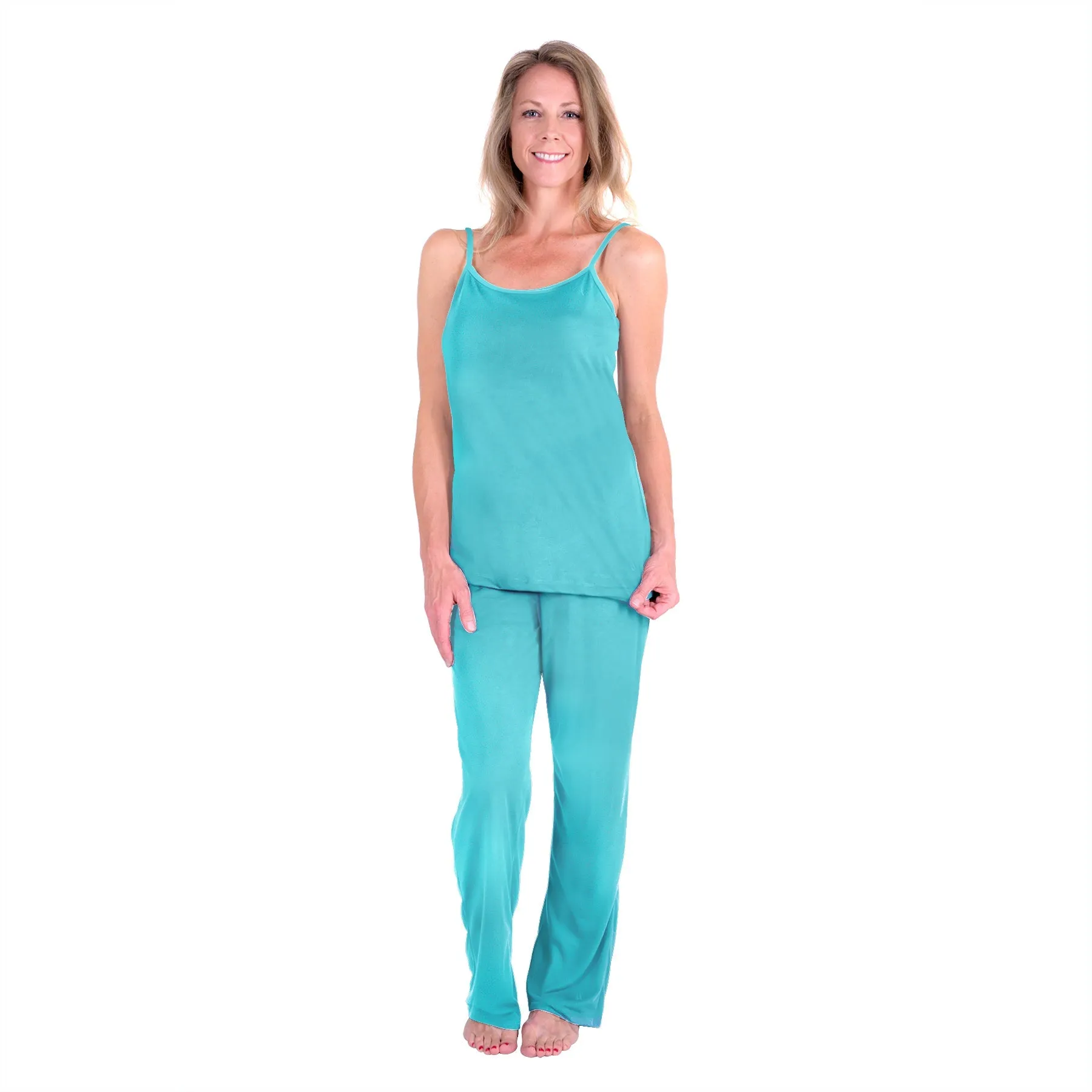 Women's Moisture Wicking Cami Long Drawstring Pant Pajama Set