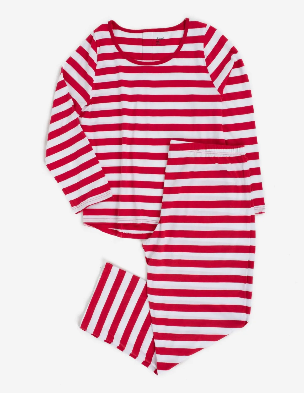 Women's Red Cotton Stripes Pajamas