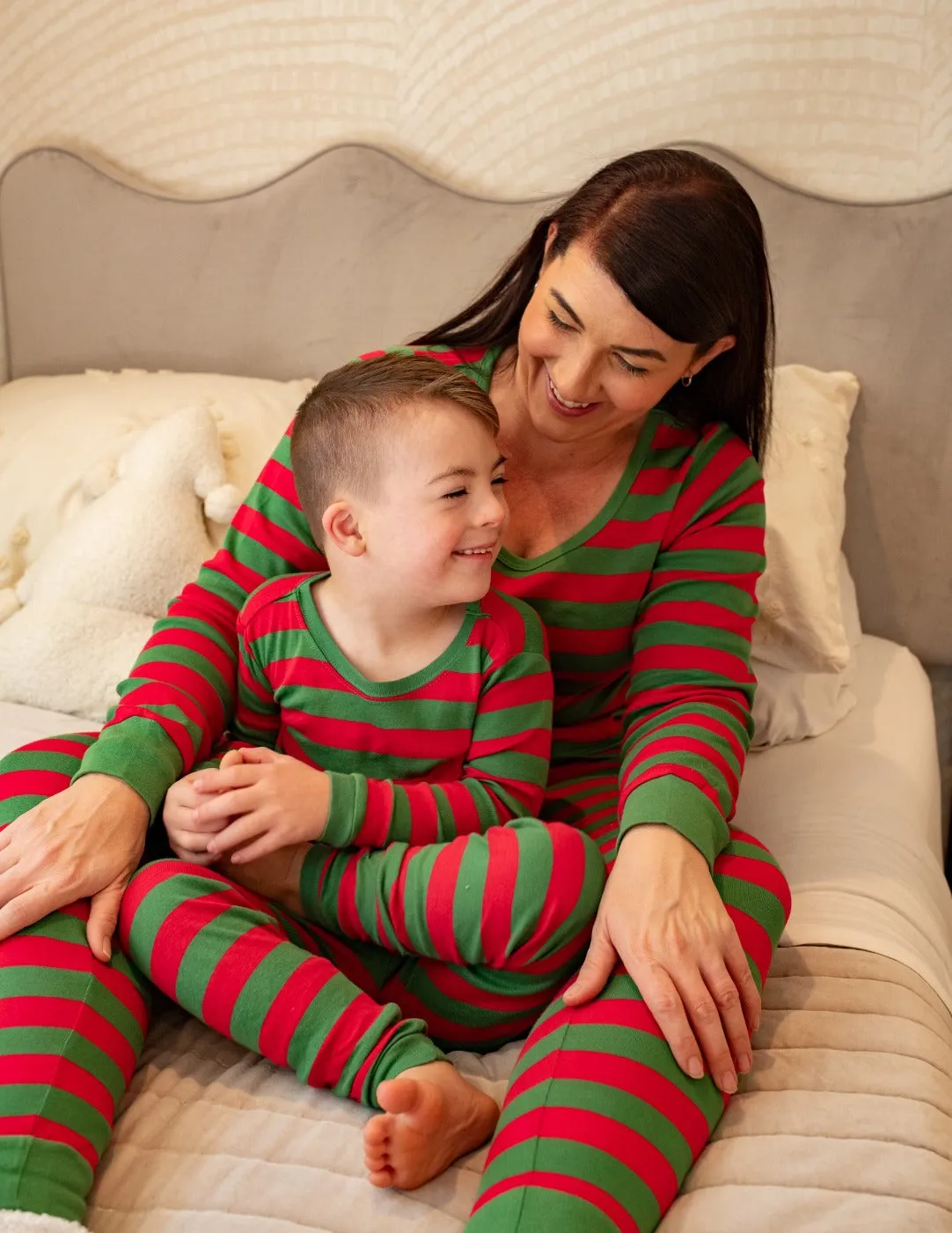 Women's Red Cotton Stripes Pajamas