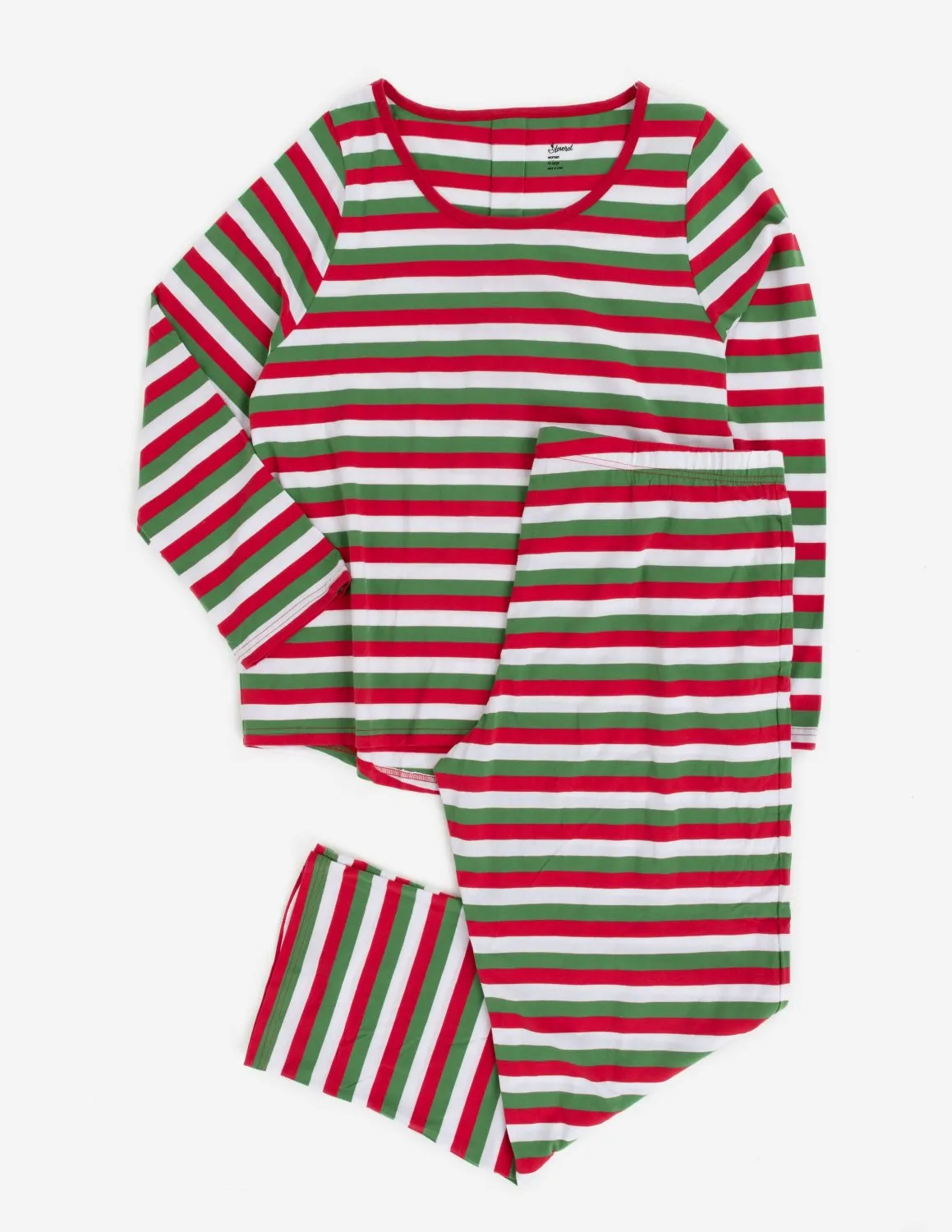 Women's Red Cotton Stripes Pajamas