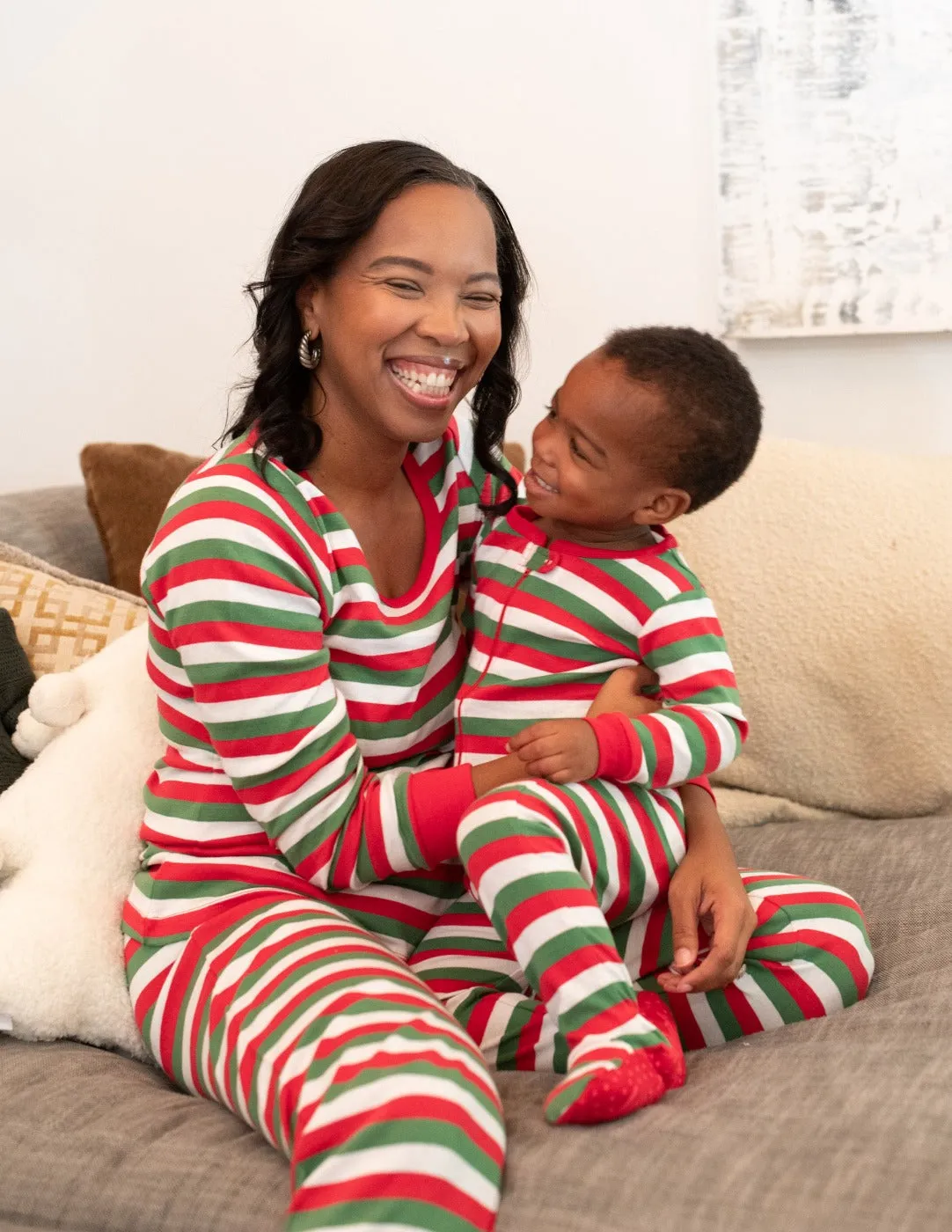 Women's Red Cotton Stripes Pajamas